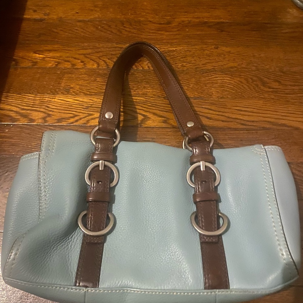 Coach Blue and Brown Shoulder Bag